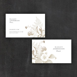Elegant Understated Boho Floral Modern Business Card