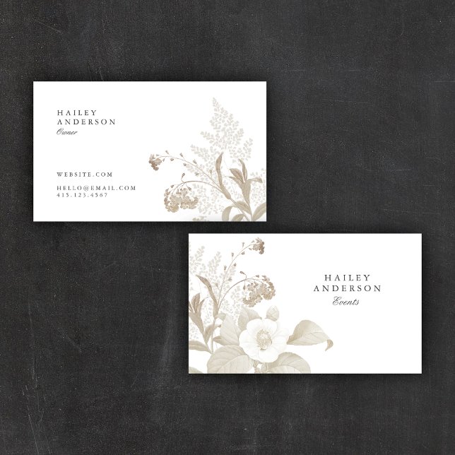 Elegant Understated Boho Floral Modern  Business Card (Creator Uploaded)