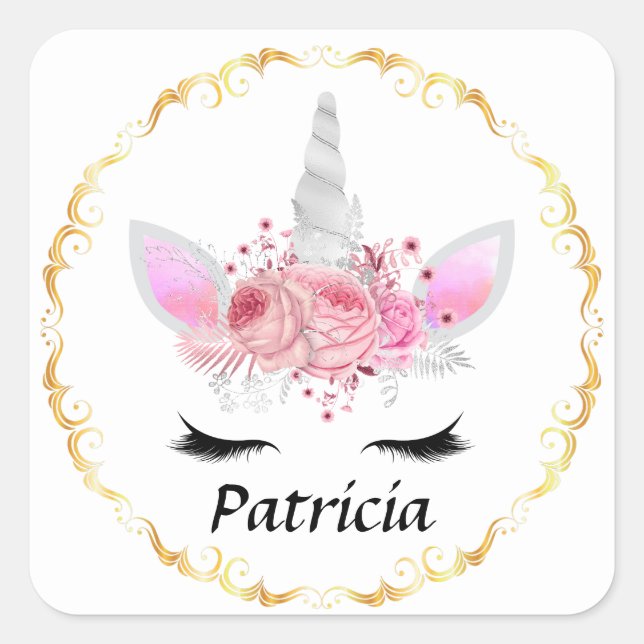 Elegant unicorn add name sticker (Front)