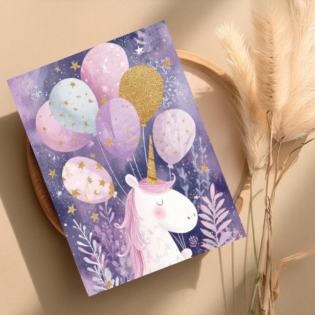Elegant Unicorn Birthday Card – Pastel & Gold (Creator Uploaded)