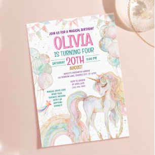 Elegant Unicorn Birthday Invitation Card