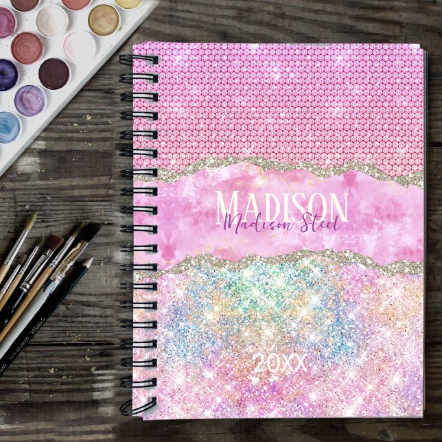 Elegant unicorn pink glitter rhinestone monogram p planner (Creator Uploaded)