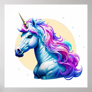 Elegant Unicorn Portrait Poster