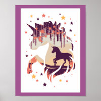 Elegant Unicorn Purple Silhouette Mythical Animal