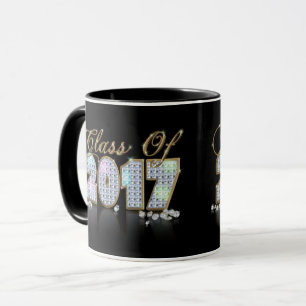 Elegant Unique Black Gold Diamond Class of 2017 Mug
