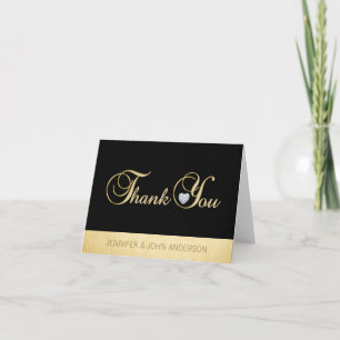Elegant Unique Black Gold Foil Wedding Thank You