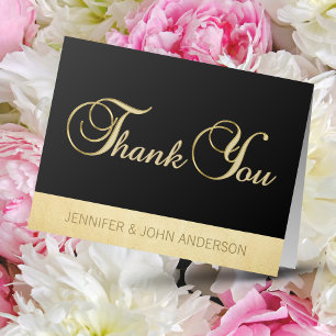 Elegant Unique Black Gold Foil Wedding Thank You Card