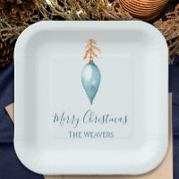 Elegant Unique Blue Watercolor Custom Christmas