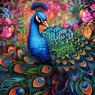 Elegant Unique Bold Peacock Necktie