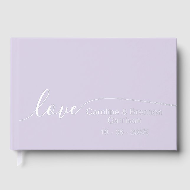 Elegant Unique Couple Names Love Text Gold Guest Book (Front)