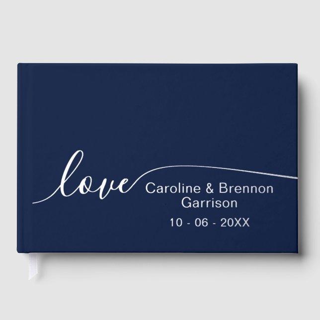 Elegant Unique Couple Names Love Text Gold Guest Book (Front)