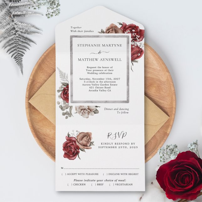 Elegant Unique Fall Floral Botanical Wedding All In One Invitation (Creator Uploaded)