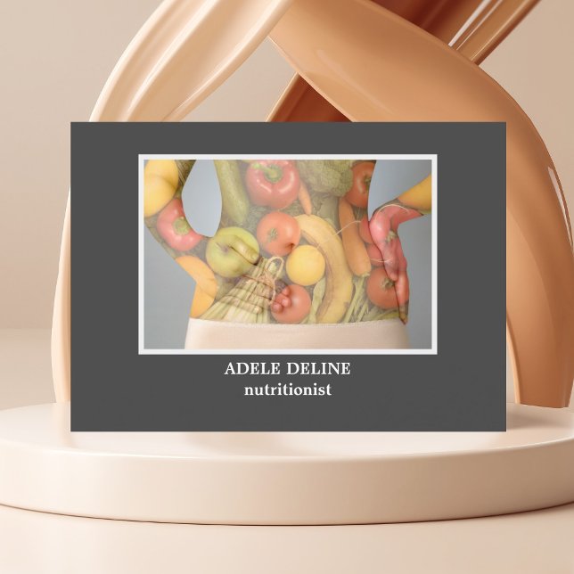 Elegant Unique  Grey Nutritionist Diet Health Business Card (Creator Uploaded)