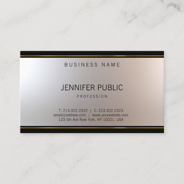 Elegant Unique Modern Design Glamourous Plain Business Card (Front)