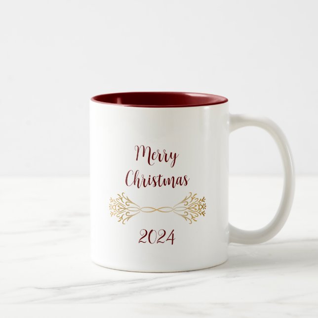 Elegant Unique Personalised Christmas Gift Two-Tone Coffee Mug (Right)