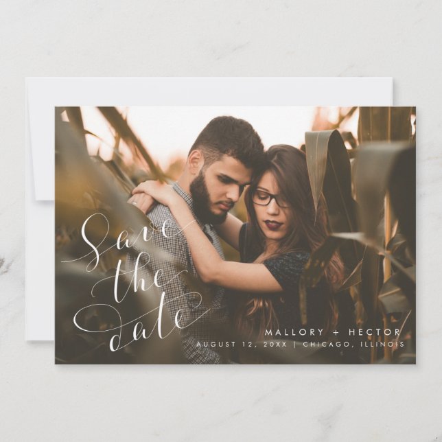 Elegant Unique Photo Wedding Save The Date (Front)