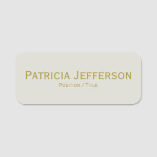 Elegant Unique Silver Grey, Gold Font Professional Name Tag
