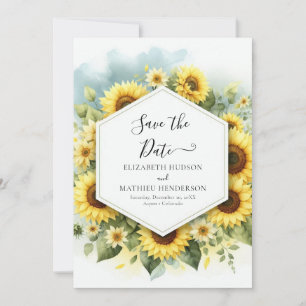 Elegant Unique Sunflower Wedding Save The Date
