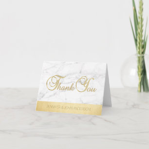 Elegant Unique White Marble Gold Foil Thank You Card