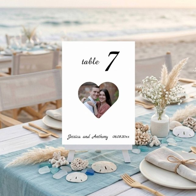 Elegant Unique White Photo Wedding Table Number (Creator Uploaded)