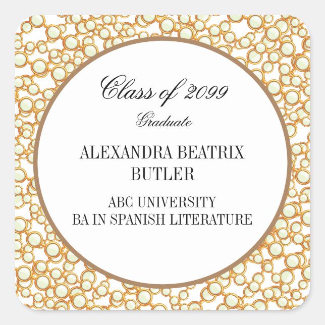 Elegant University Master's Grad Graduation Party Square Sticker (Front)