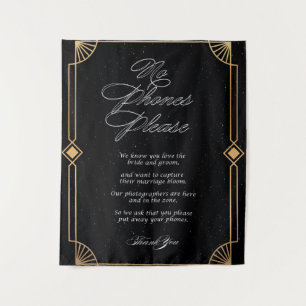 Elegant Unplugged Wedding Tapestry - Black & Gold