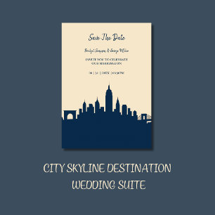 Elegant Urban Chic Skyline destination Wedding Invitation
