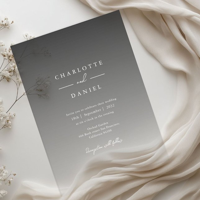 Elegant Urban Grey Gradient Acrylic Wedding Invitations (Elegant Urban Grey Gradient Acrylic Wedding Acrylic Invitations)