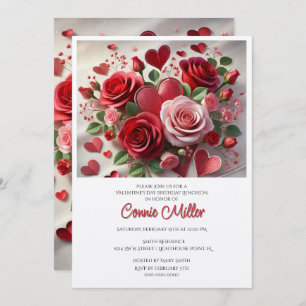 Elegant Valentine Birthday Luncheon Invitation