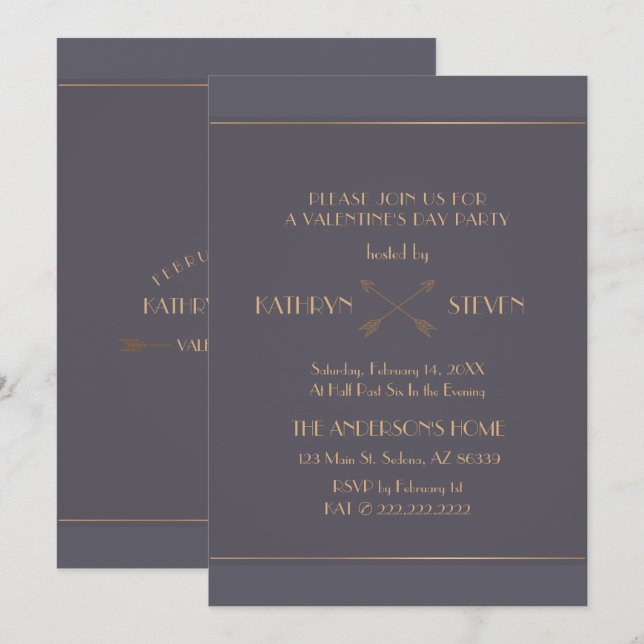 Elegant Valentine Day Party Invitation (Front/Back)