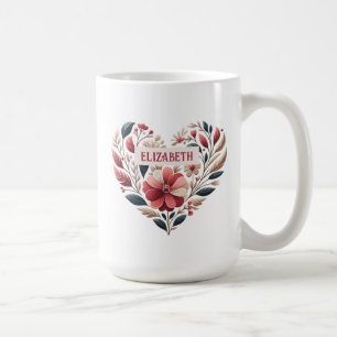 Elegant Valentine Floral Heart Coffee Mug