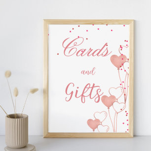 Elegant valentine pink heart bridal shower sign