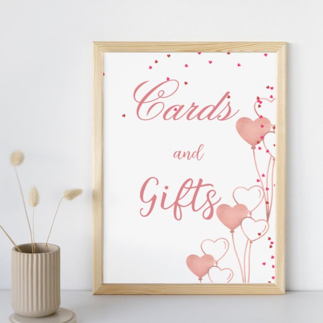 Elegant valentine pink heart bridal shower  sign (Creator Uploaded)