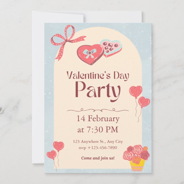 Elegant Valentine’s Day Cocktail Party Card (Front)