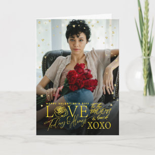 Elegant Valentine’s Day Golden Hearts Frame Card
