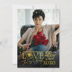 Elegant Valentine’s Day Golden Hearts Frame Holiday Card