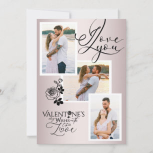Elegant Valentine’s Day Photo Collage Holiday Card