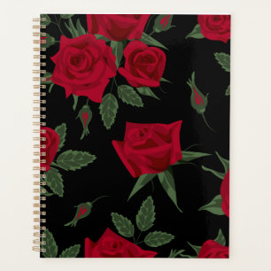Elegant Valentine's Day Black & Red Rose Planner