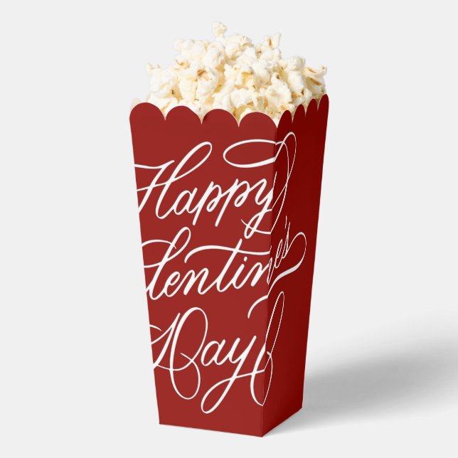 Elegant Valentines Day Calligraphy Deep Red Favour Box (Popped)
