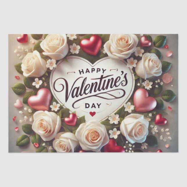Elegant Valentine's Day Design with Roses Tissue Paper (Front)