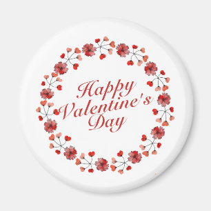 Elegant Valentine's Day Floral Wreath Magnet