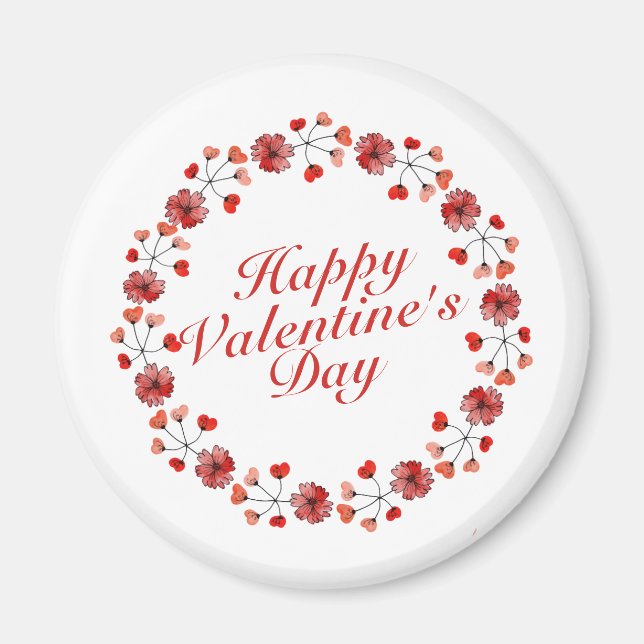 Elegant Valentine's Day Floral Wreath | Magnet (Front)