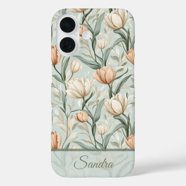 Elegant Valentine'S Day Gift Tulip Floral Custom Case-Mate iPhone Case (Back)