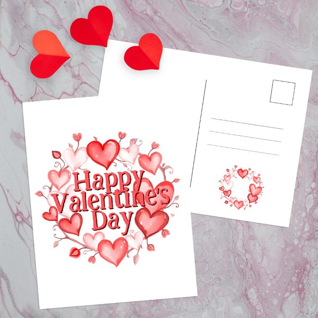 Elegant Valentine's Day Hearts and Vines Postcard (Creator Uploaded)