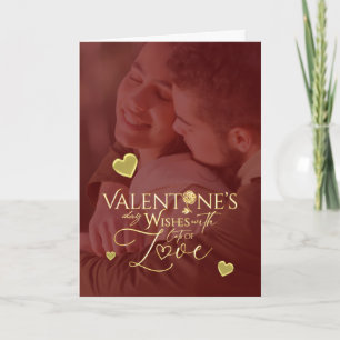 Elegant Valentine's day Red and Gold Calligraphy  Card