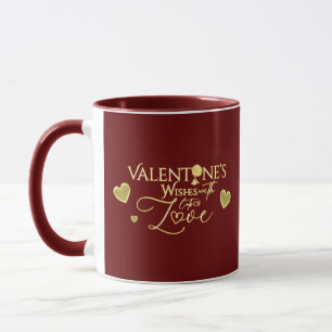 Elegant Valentine's day Red and Gold Calligraphy Mug