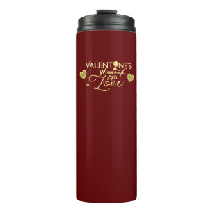 Elegant Valentine's day Red and Gold Calligraphy Thermal Tumbler