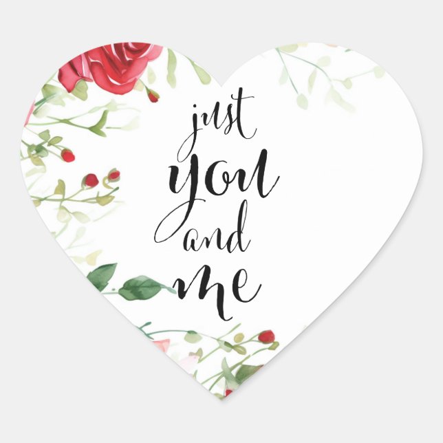 Elegant Valentine's Day Sticker "Just You and Me" (Front)