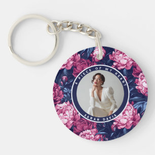 Elegant Valentines Gifts Peonies Floral Key Ring