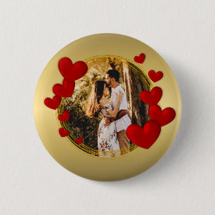 Elegant Valentines, Love, Anniversary Red Heart 6 Cm Round Badge